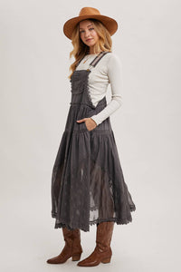Millie Lace Embroidered Tulle Bib Maxi Dress