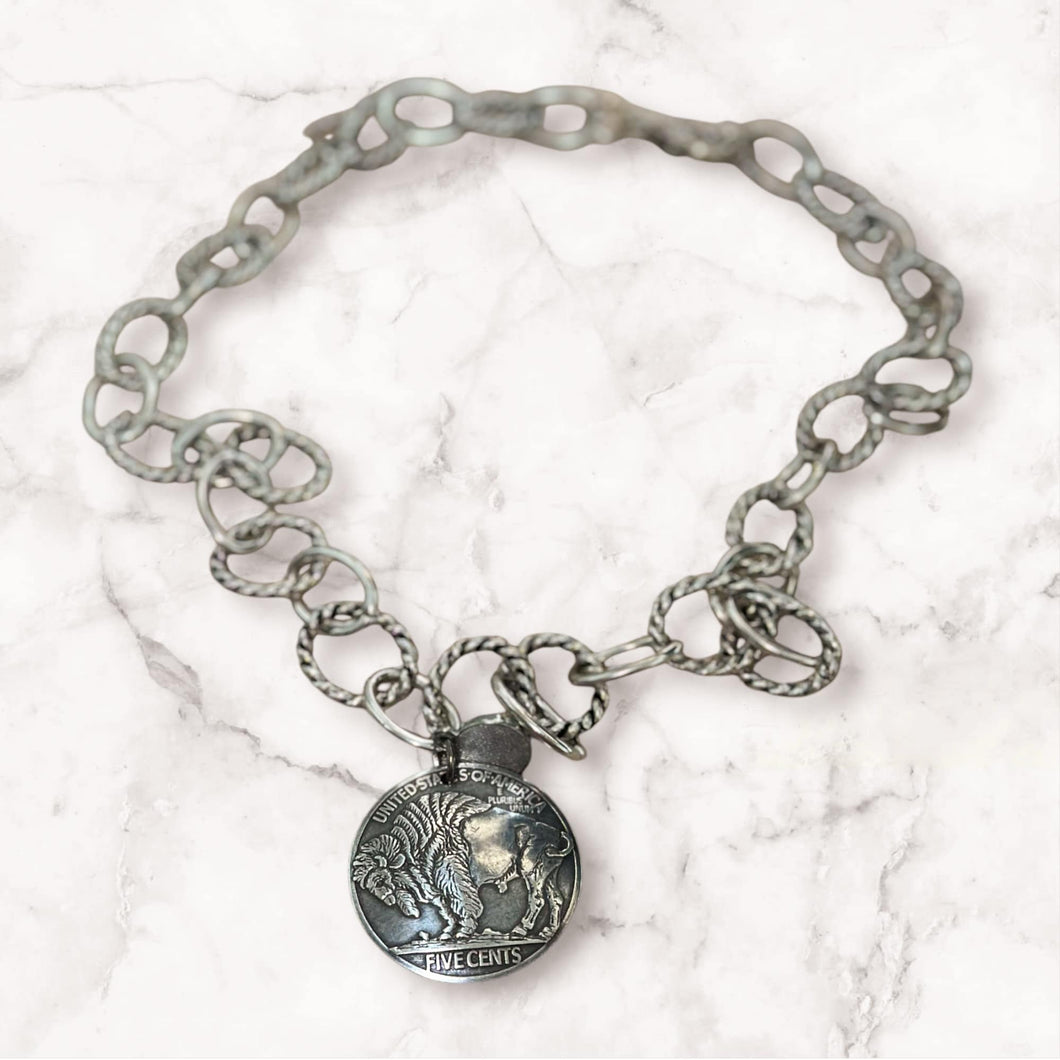 Jessie Roaming Buffalo Necklace - Silver