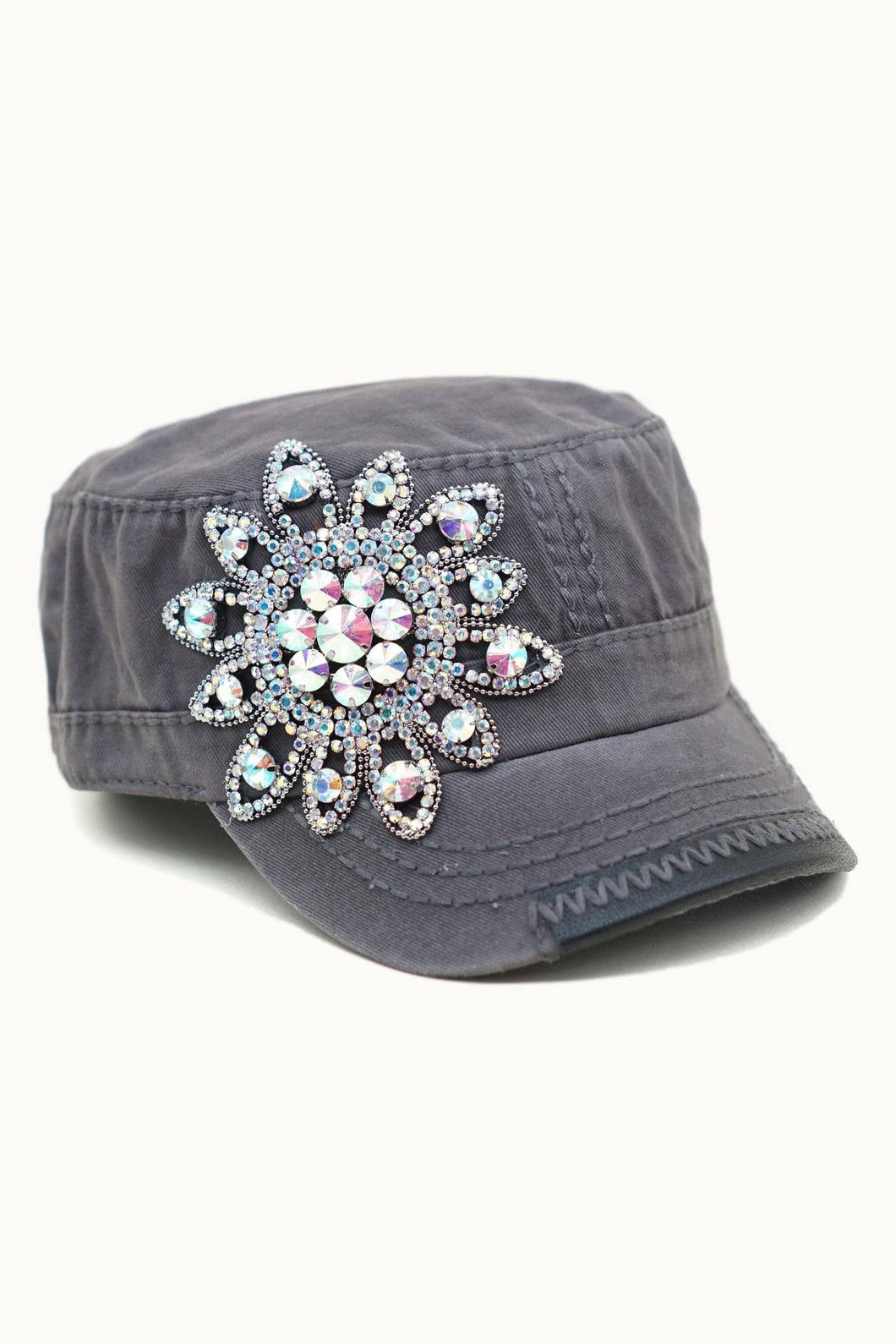 Sunflower Bejeweled Glitz Cadet Cap, Adjustable