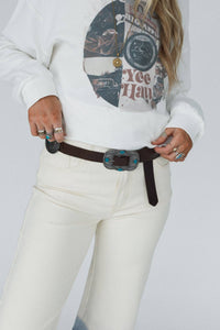 Austin Turquoise Concho Belt - Black