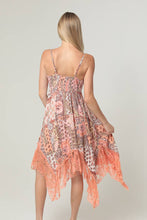 Load image into Gallery viewer, H4466-W909 SPAGHETTI STRAP VNECK LACE TRIM MIDI DRESS
