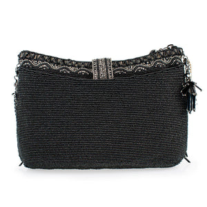 Shimmy, Black Fringe Beaded Crossbody Handbag