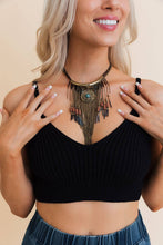 Load image into Gallery viewer, Antique Gold Turquoise Fringe Necklace
