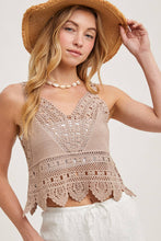 Load image into Gallery viewer, Trista Crochet Lace Tank in Natural
