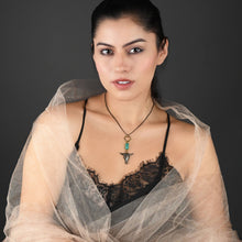 Load image into Gallery viewer, Western Antiqued Brass Bull and Ring w/Labradorite Necklace
