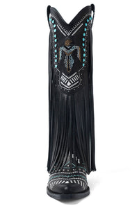 Adela Fringe Cowgirl Boots with Rhinestone Accents