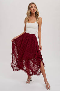 Aria Lace Tiered Midi Skirt