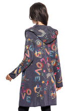 Load image into Gallery viewer, &quot;Love&quot; Navy Multicolor Embroidered Cardigan
