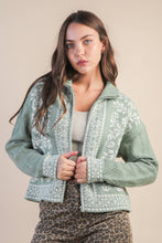 Load image into Gallery viewer, Halsey Graphic Knit Sweater Zip Up Cardigan
