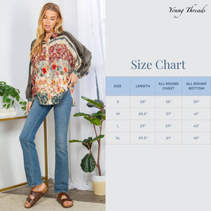 Bishop Sleeves Loose Western Printed Shirt Top