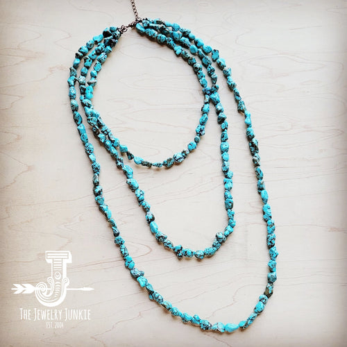 Genuine Blue Turquoise Triple Strand Necklace 259h-0