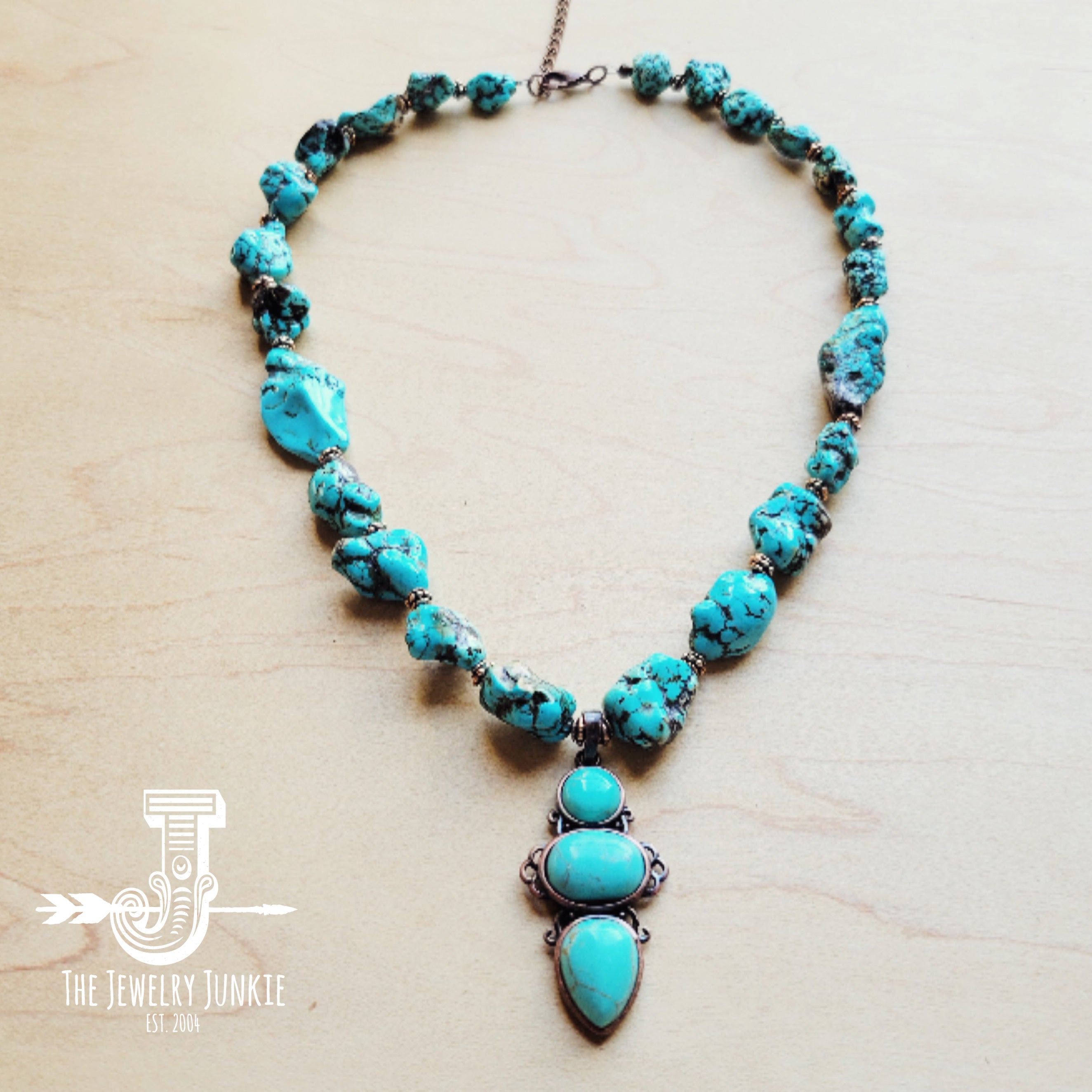 Blue Turquoise Necklace and copper w/ Turquoise Pendant 259L-0