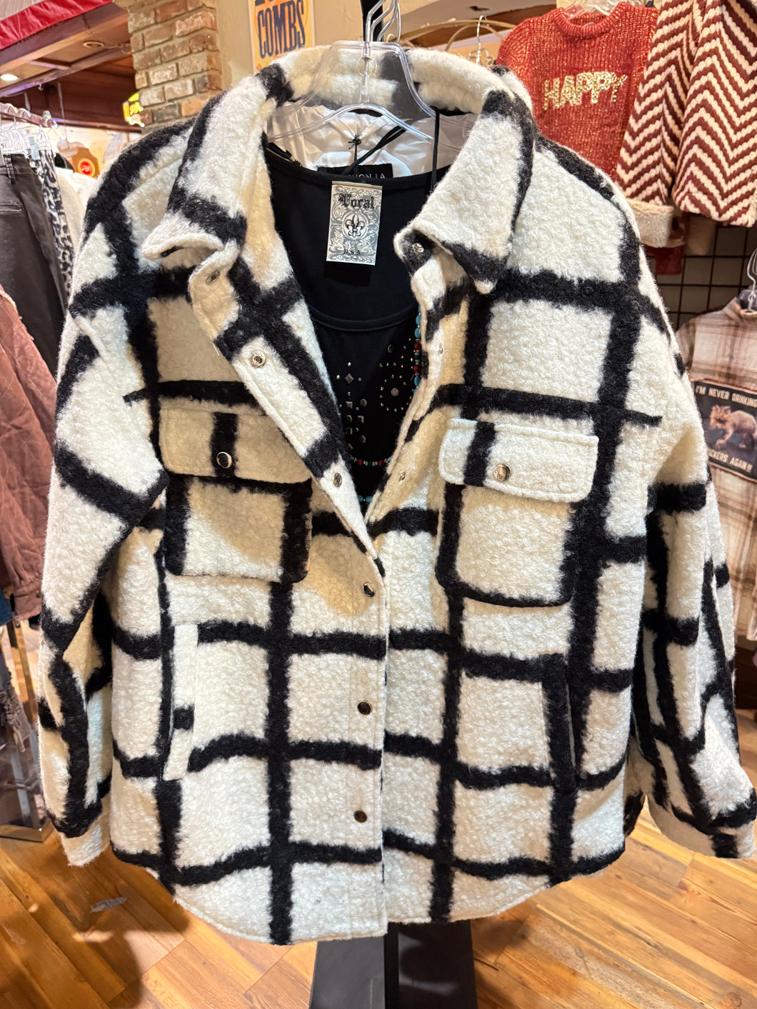 Manhattan Grid Wool Coat