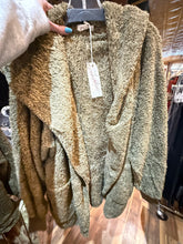 Load image into Gallery viewer, Stay at Home Olive Fuzzy Cardigan

