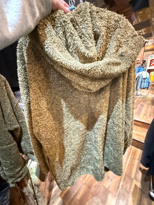 Stay at Home Olive Fuzzy Cardigan