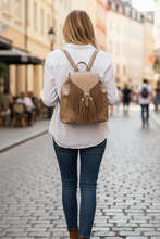 Load image into Gallery viewer, Jewel Distressed Bucket Backpack w/Fringe
