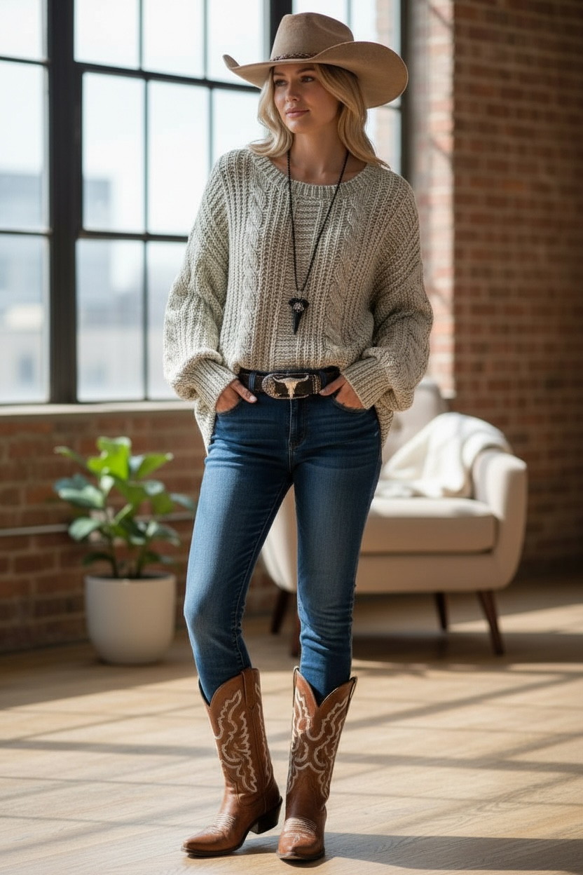 Olive Chenille Cable Knit Sweater