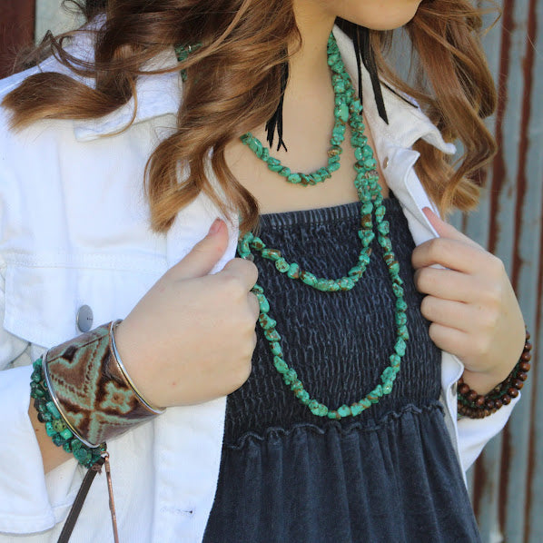 Genuine Blue Turquoise Triple Strand Necklace 259h-2