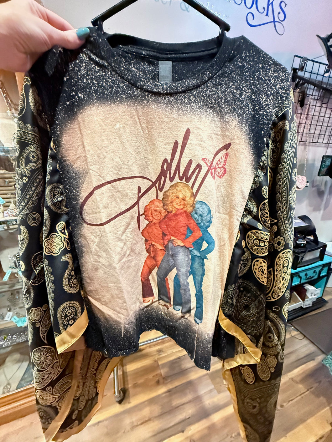 Dolly Parton Print Kantha Poncho Top