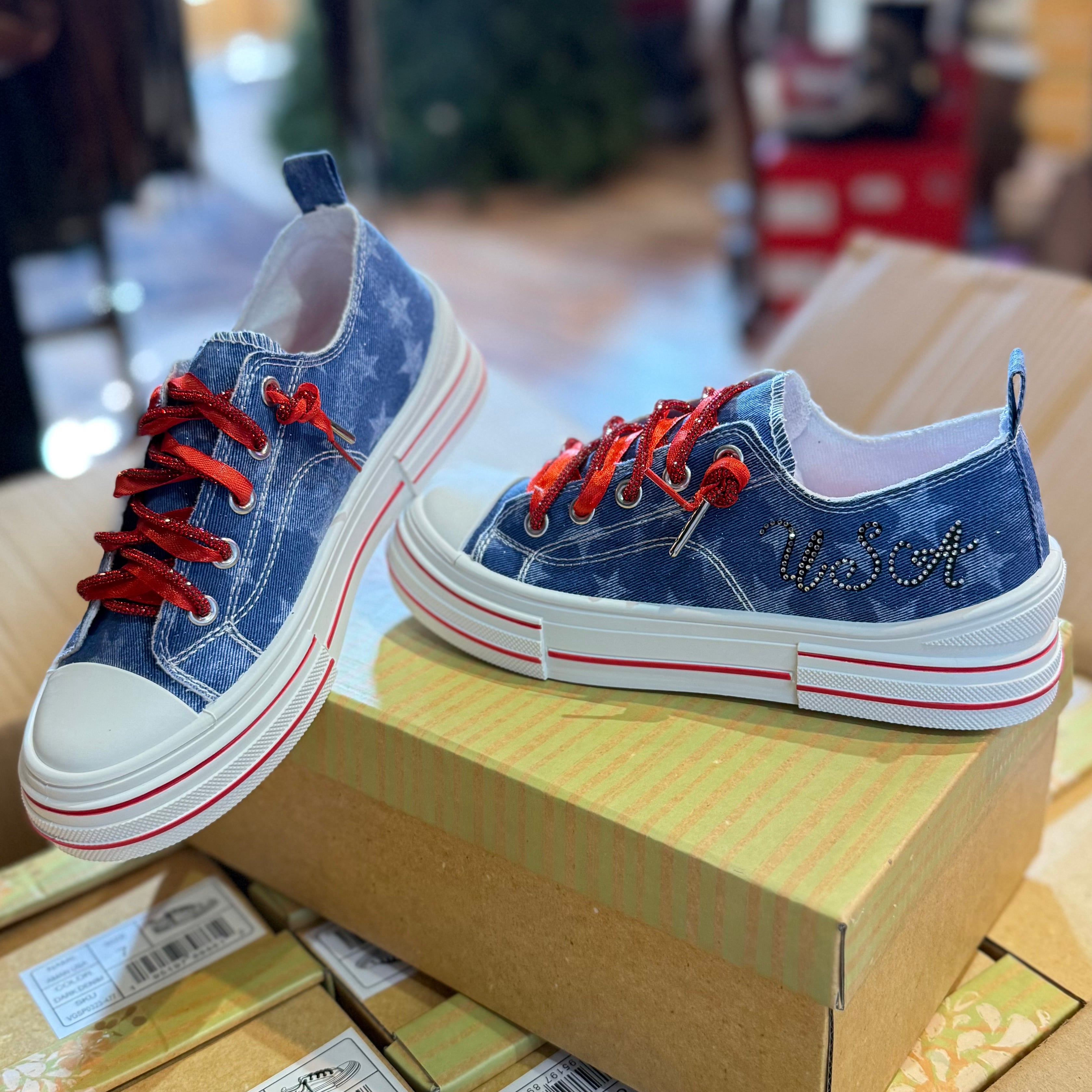 その他 Aman Very G Aman Sparkle Lace USA Americana Sneakers – Madame Peacock's