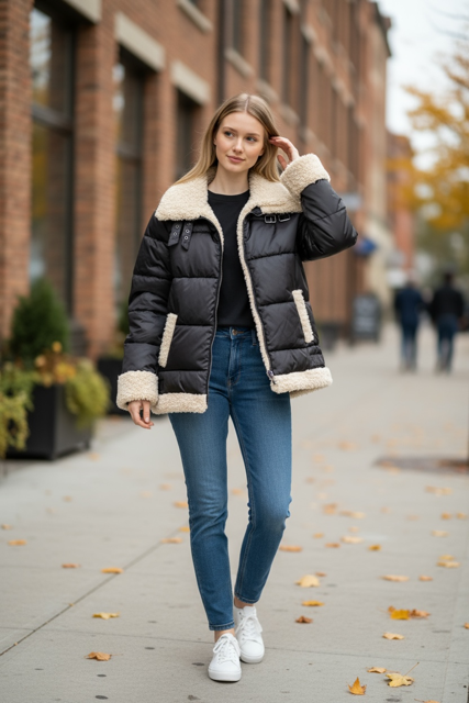 Teddy Cozy Sherpa-Trim Puffer Jacket