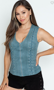 Lydia Suede Zip front top