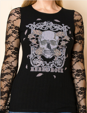 Load image into Gallery viewer, Vocal Curvy Skull and Lace top
