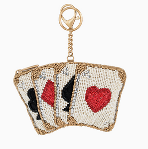 Let's Play Beaded Playing Cards Coin Purse/Key Fob