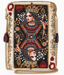The Queen Beaded Queen Playing Card Mini Crossbody Clutch