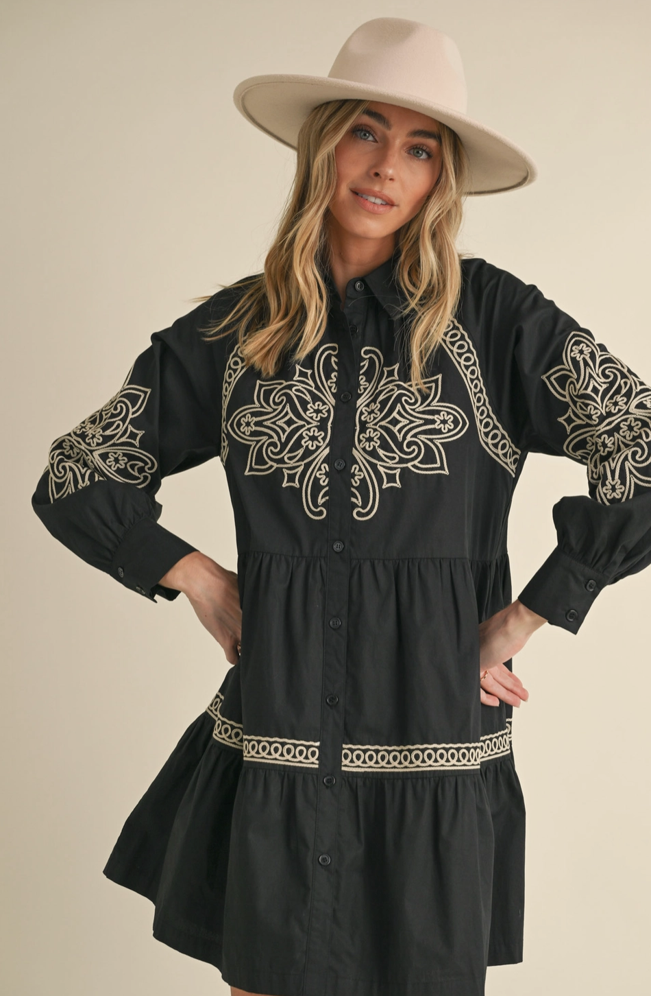 Wilder Floral Embroidered Western Dress