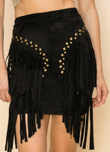 Load image into Gallery viewer, Braxton Suede Fringe Studded Skirt
