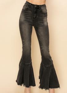 Vocal Berklee Flare Crop Jeans - Black
