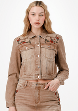 Load image into Gallery viewer, Elodie Washed Brown Embroidered Western Jacket
