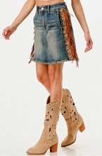 Load image into Gallery viewer, Josie Fringe Embellished Western Skirt
