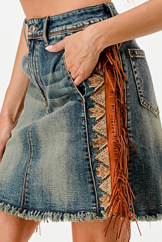 Josie Fringe Embellished Western Skirt