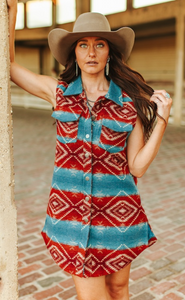 Sienna Aztec Long Wool Blend Western Vest