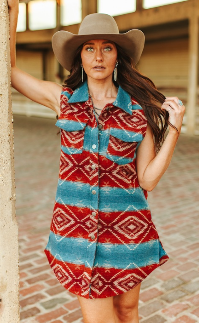 Sienna Aztec Long Wool Blend Western Vest