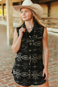 Sienna Aztec Long Wool Blend Western Vest