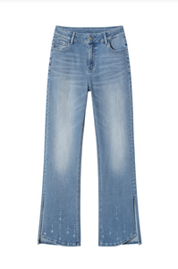 Bayeas Boho Astro Mid Rise Flare Leg Jeans