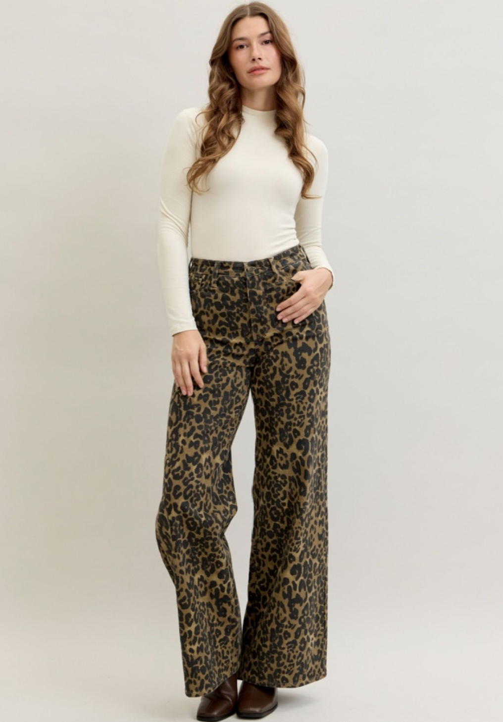 Judy Blue High Waist Wide Leg Leopard Jeans