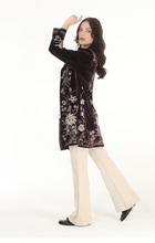 Load image into Gallery viewer, Elsie Stretch Velvet Button Contrast Embroidered Jacket
