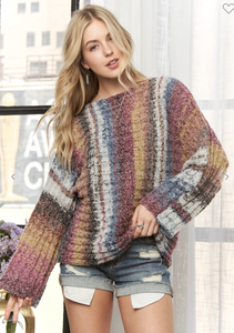 Robin Boat Neck Multi Stripe Sweater Top