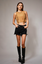 Load image into Gallery viewer, Marie Faux Suede Fringe Crop Top

