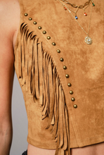 Load image into Gallery viewer, Marie Faux Suede Fringe Crop Top

