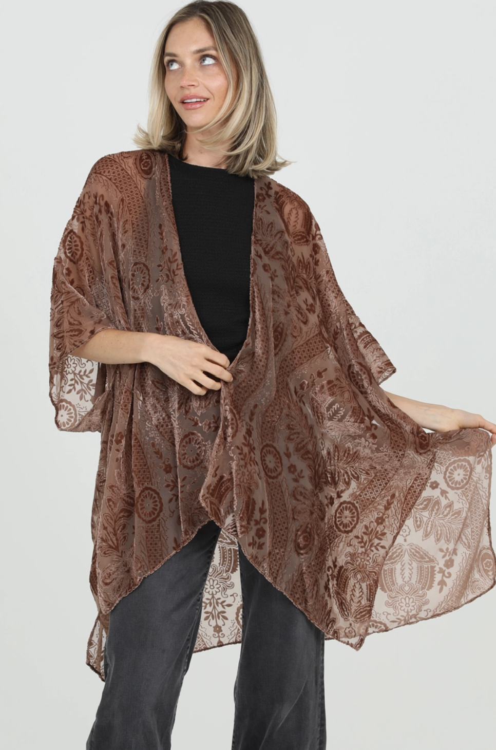 Burnout Velvet Kimono - O/S