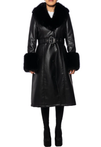 Azalea Wang Kaya Long Black Fur Jacket