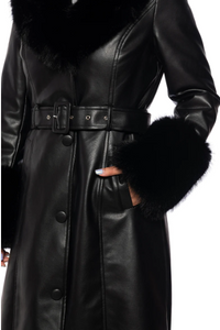 Azalea Wang Kaya Long Black Fur Jacket