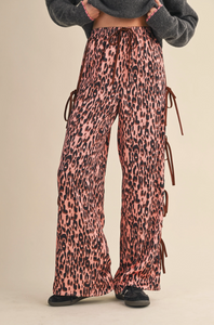 Brielle Raspberry Leopard Tie-Side Pants