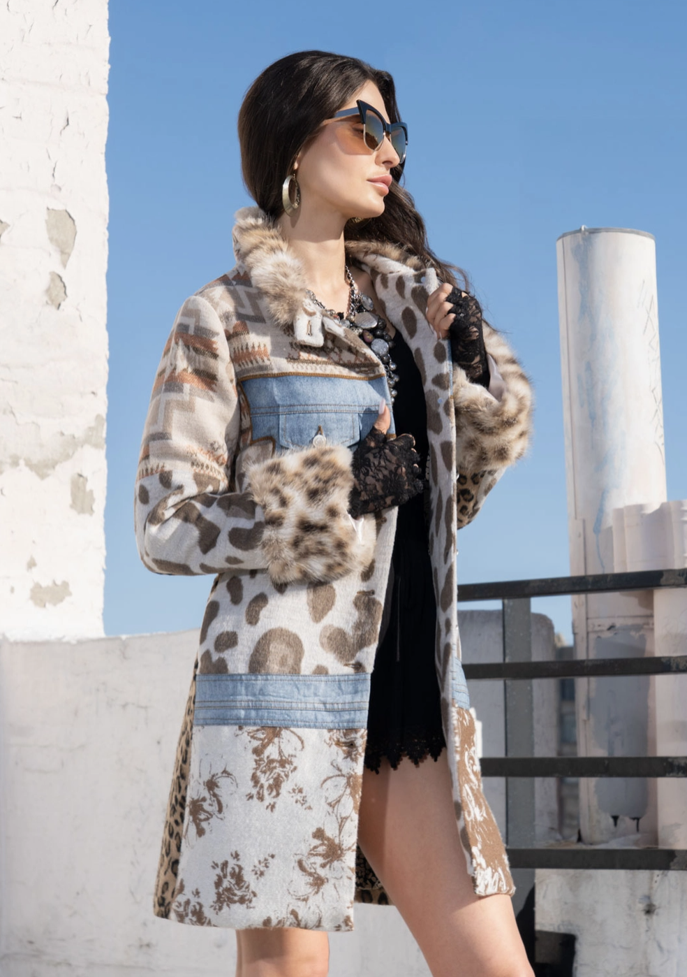 Alexa Mixed Media Patchwork Jacket