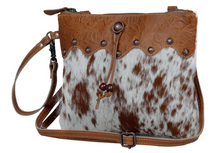 Load image into Gallery viewer, Ornate Brown Leather &amp; Hairon Bag
